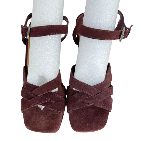 SPLENDID PIPER SUEDE PLATFORM BLOCK HEEL SANDAL IN RAISIN NWOB SIZE 6.5M - Picture 7 of 14